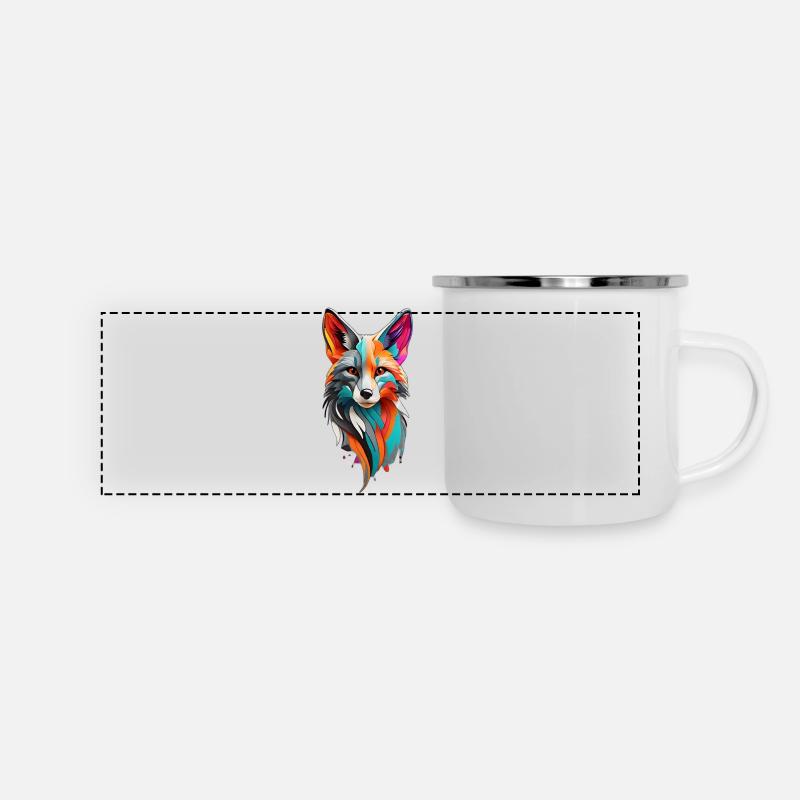 renard coloré - Mug panoramique émaillé - blanc