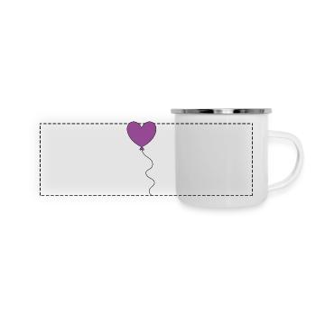 Herz violett Luftballon, Ballon, Valentinstag - Panorama Emaille-Tasse - Weiß - Vorne