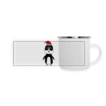 Penguin celebrates Christmas - Panoramic Camper Mug - white - Front