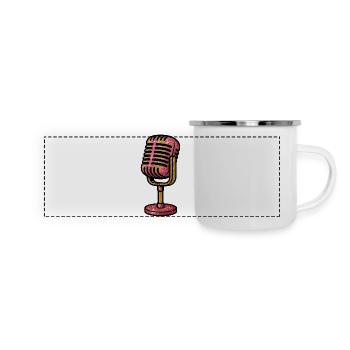 Glitzerndes Mikrofon-Design - Panorama Emaille-Tasse - Weiß - Vorne