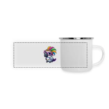 Farbenfroher Mardi Gras Kakadu - Panorama Emaille-Tasse - Weiß - Vorne