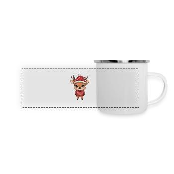Hirsch Weihnachten - Panorama Emaille-Tasse - Weiß - Vorne