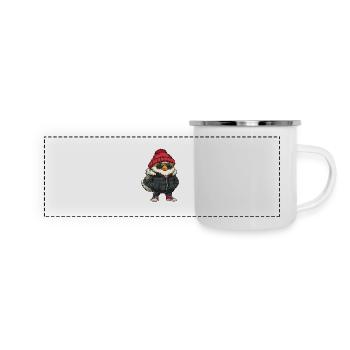 Coq d’hiver - Mug panoramique émaillé - blanc - Devant