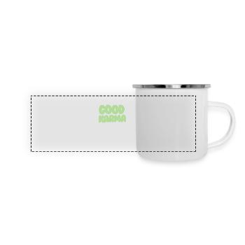 Good Karma light green - Panorama Emaille-Tasse - Weiß - Vorne
