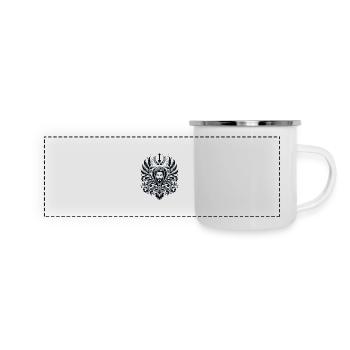 Conception de bouclier noir et blanc avec gemme bleue - Mug panoramique émaillé - blanc - Devant