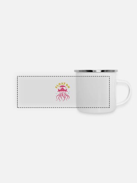 Float on, jellyfish with tentacles, sea creatures - Panoramic Camper Mug - white