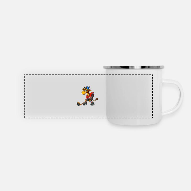 Coole Giraffe Eishockey Comic Cartoon Design - Panorama Emaille-Tasse - Weiß