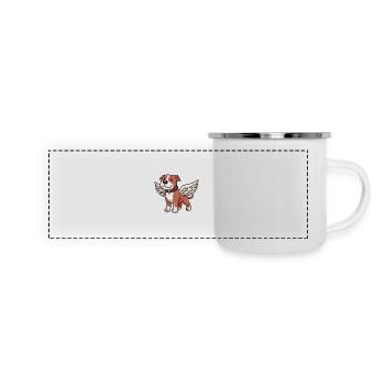 Hund Pitbull Süß Engel Flügel - Panorama Emaille-Tasse - Weiß - Vorne