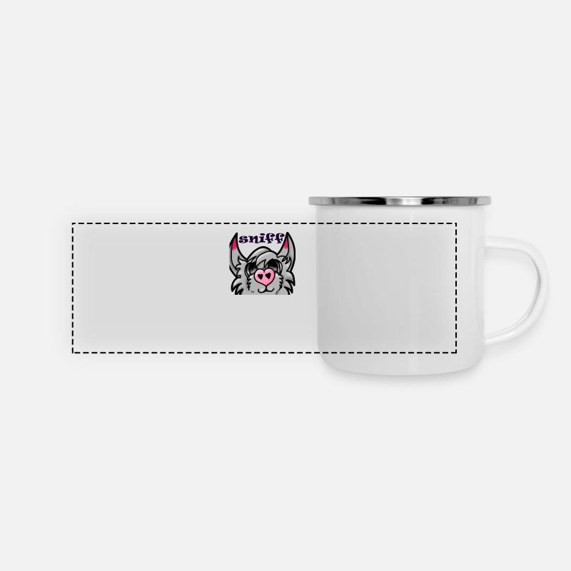 Pelziger Schnüffeln - Panorama Emaille-Tasse - Weiß