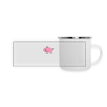 porcs rose fantaisie de l'empreinte digitale - Mug panoramique émaillé - blanc - Devant