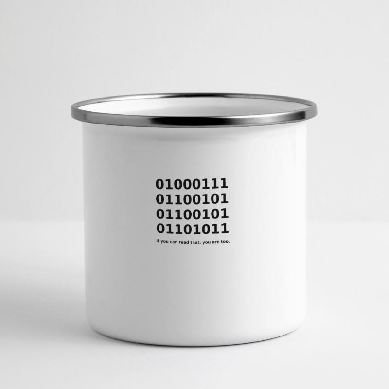 Binary / Binär Code Binärcode Funny T-Shirt Panorama Emaille-Tasse