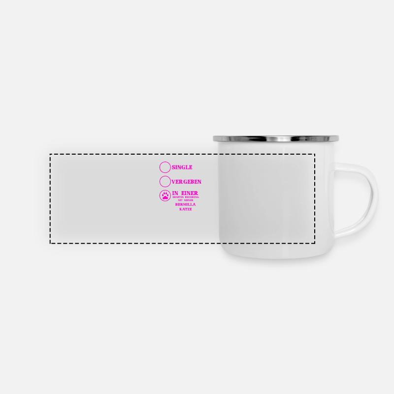 Beziehung Katzen liebe BURMILLA KATZE - Panorama Emaille-Tasse - Weiß