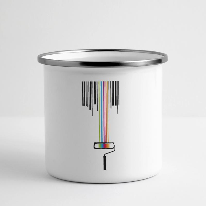A paint roller with a bar code Panoramic Camper Mug
