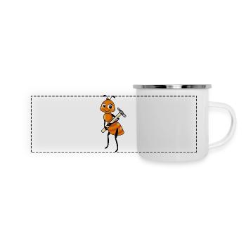 Cartoon ant with a hammer - Panoramic Camper Mug - white - Front