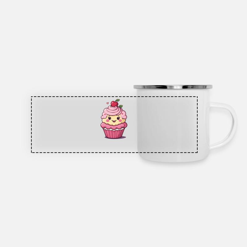 Cuppy the Cupcake - Panorama Emaille-Tasse - Weiß