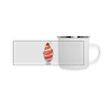 Eis Speiseeis Eiskrem Eiscreme Kugeleis Eisbecher - Panorama Emaille-Tasse - Weiß - Vorne