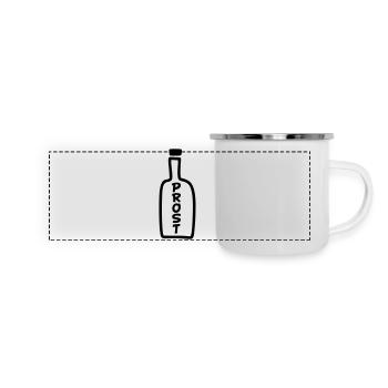 Flasche Prost - Panorama Emaille-Tasse - Weiß - Vorne