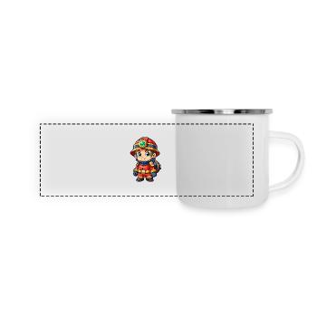 Héros en rouge le pompier - Mug panoramique émaillé - blanc - Devant