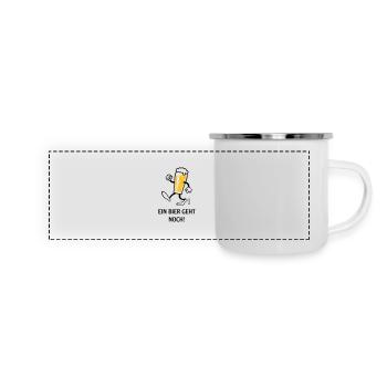 XEin Bier Geht Noch! (Bierchen / Cartoon / Lustig) - Panorama Emaille-Tasse - Weiß - Vorne