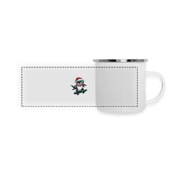 Hai Weihnachten Lustig - Panorama Emaille-Tasse - Weiß - Vorne