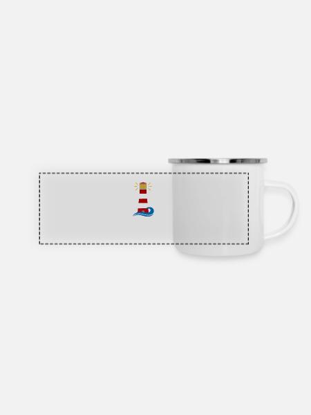 Leuchtturm - Panorama Emaille-Tasse - Weiß