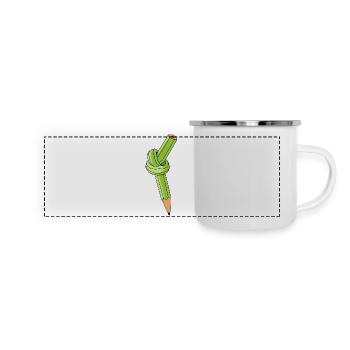 Bleistift - Panorama Emaille-Tasse - Weiß - Vorne
