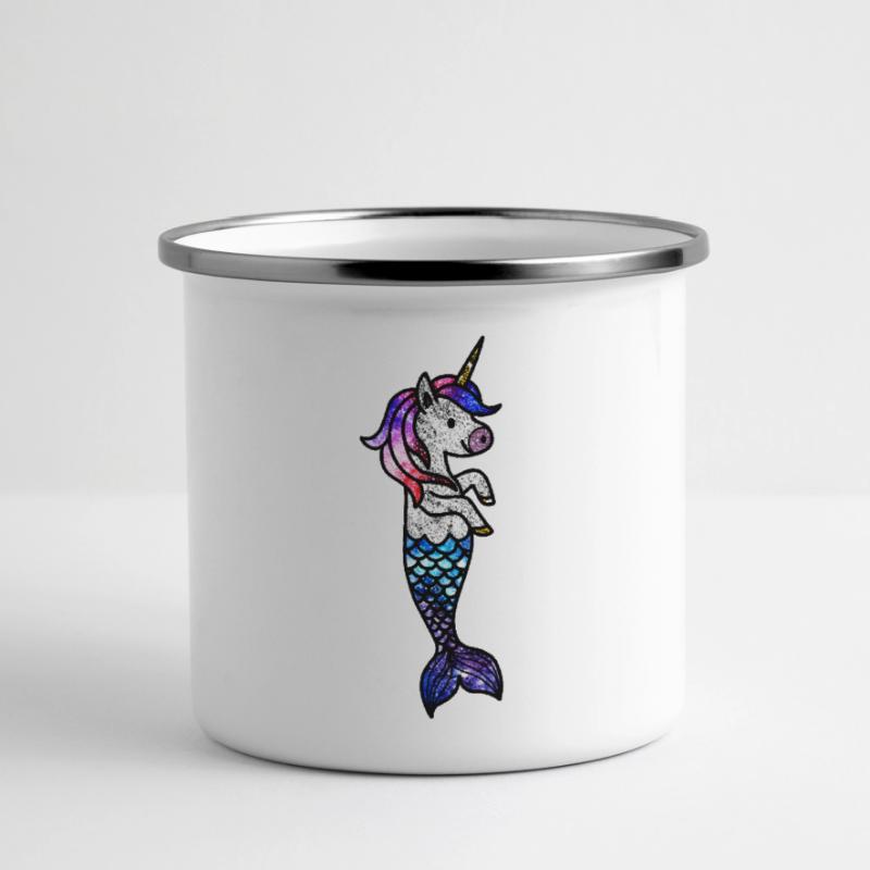 Kosmisches Meeres-Einhorn Panorama Emaille-Tasse