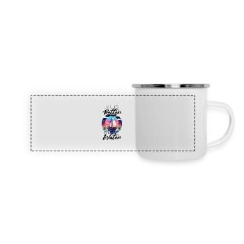 La vie est plus belle sur l’eau - Voilier - Mug panoramique émaillé - blanc - Devant