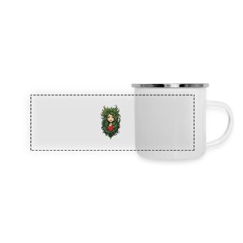 Herz Pflanzenliebe Tattoo Aesthetic Design - Panorama Emaille-Tasse - Weiß - Vorne
