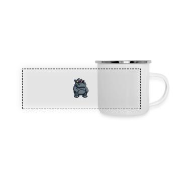 Nilpferd Cool Tier - Panorama Emaille-Tasse - Weiß - Vorne