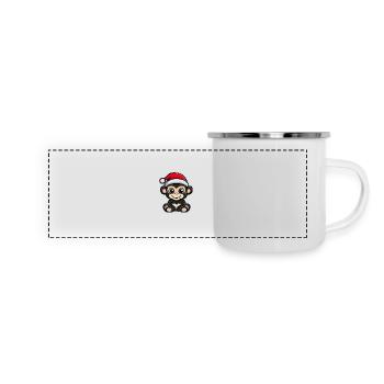 Singe Noël Mignon - Mug panoramique émaillé - blanc - Devant