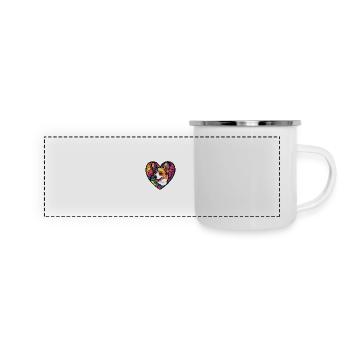 Corgi Chien Coeur Amour - Mug panoramique émaillé - blanc - Devant