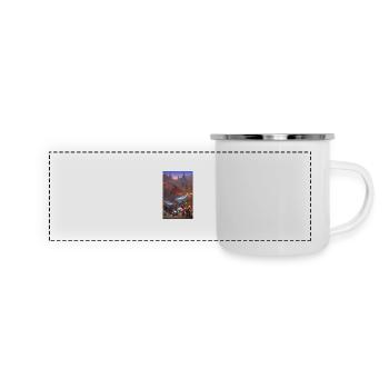 Scène de paysage familial surréaliste - Mug panoramique émaillé - blanc - Devant