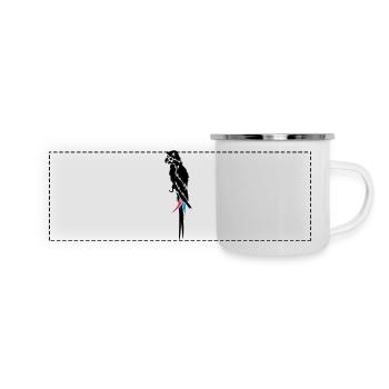 Parrot pirate with eye patch, pirate hat and hook - Panoramic Camper Mug - white - Front