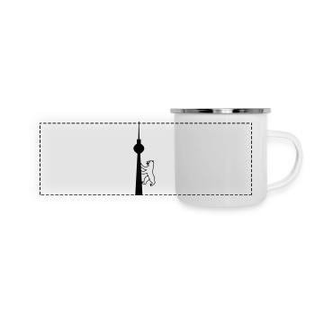BERLINER FERNSEHTURM - Berlin Souvenirs - Panorama Emaille-Tasse - Weiß - Vorne