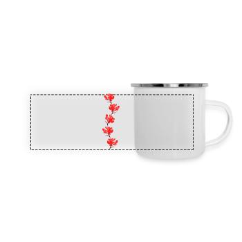 rote Blumen - Panorama Emaille-Tasse - Weiß - Vorne
