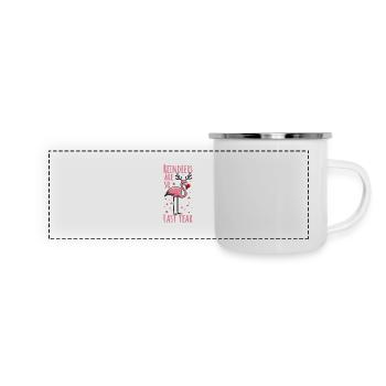 Flamingo Weihnachten Fun Spruch - Panorama Emaille-Tasse - Weiß - Vorne
