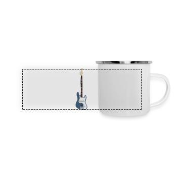 Blaue Bassgitarre - Panorama Emaille-Tasse - Weiß - Vorne