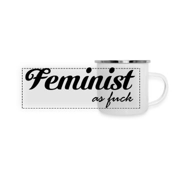Feminist as fuck - Panorama Emaille-Tasse - Weiß - Vorne
