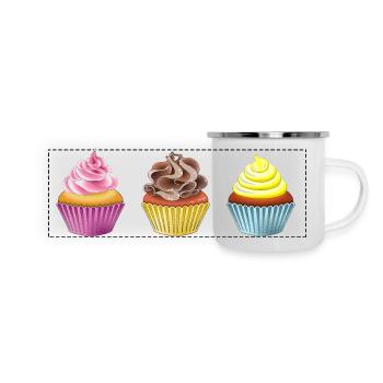 Muffins - Panorama Emaille-Tasse - Weiß - Vorne