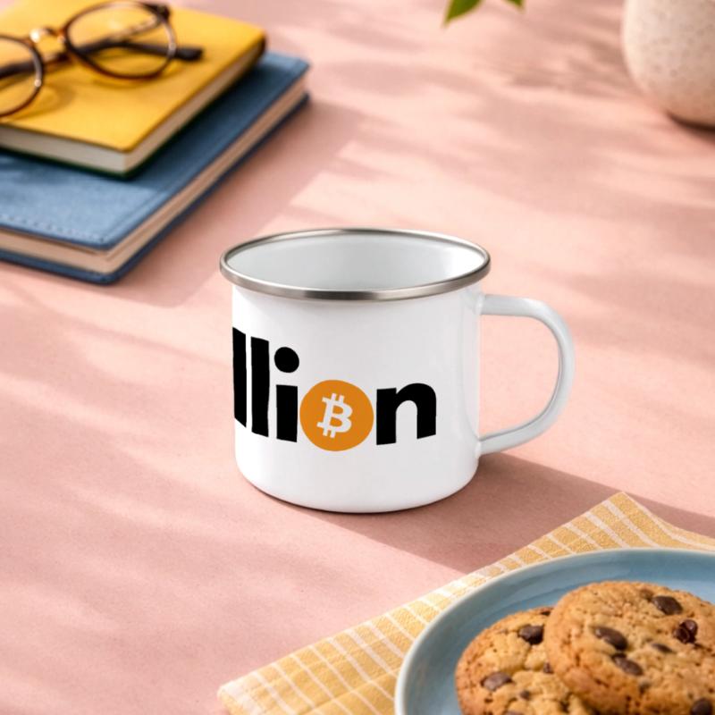 Cripto 21 millones BTC Bitcoin Taza panorámica esmaltada