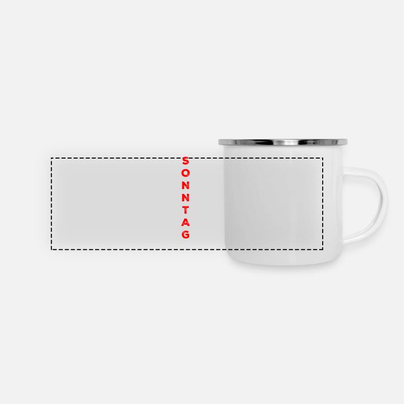Dimanche - rouge - Mug panoramique émaillé - blanc