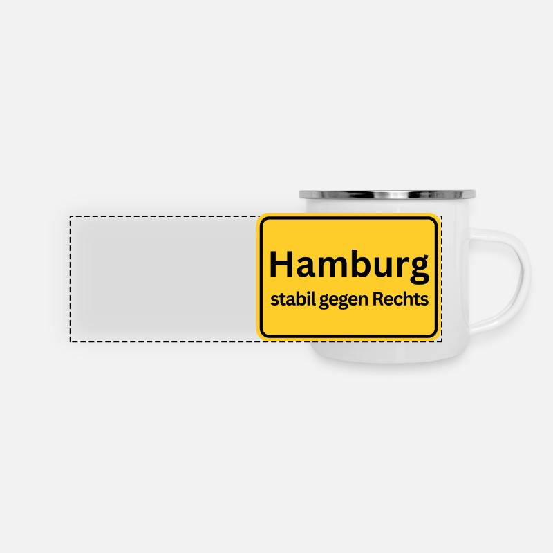 Hamburg stabil gegen Rechts - Panorama Emaille-Tasse - Weiß