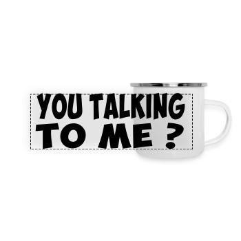 you talking to me badass slogan humor quote - Panoramic Camper Mug - white - Front