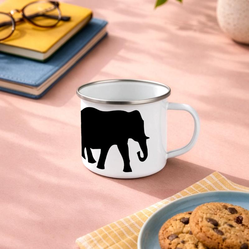 elefant evolution Panorama Emaille-Tasse