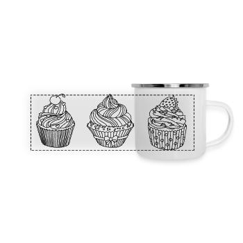 Muffins Törtchen Desing  - Panorama Emaille-Tasse - Weiß - Vorne
