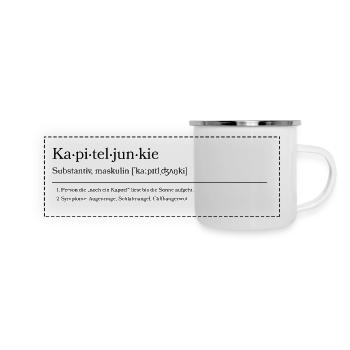 Kapiteljunkie - Panorama Emaille-Tasse - Weiß - Vorne