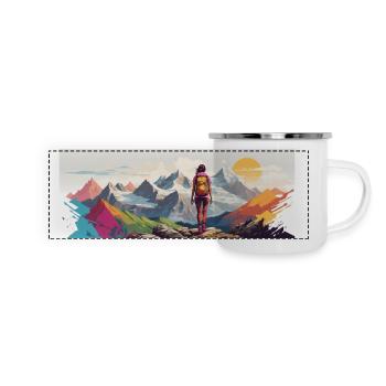 Nix wie raus in die Natur und auf die Berge - Panorama Emaille-Tasse - Weiß - Vorne