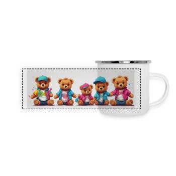 Colorful Row Teddy Bears Funny Teddy Bear Series - Panoramic Camper Mug - white - Front