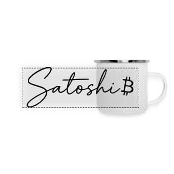 Satoshi Cadeau Bitcoin pour trader de cryptomonnaies - Mug panoramique émaillé - blanc - Devant